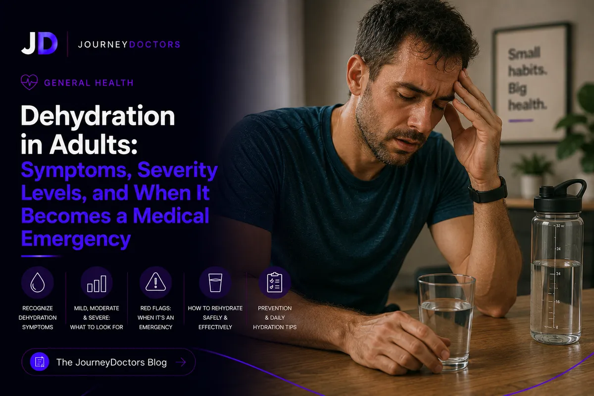 Dehydration in Adults: Symptoms, Severity Levels, and When It Becomes a Medical Emergency
