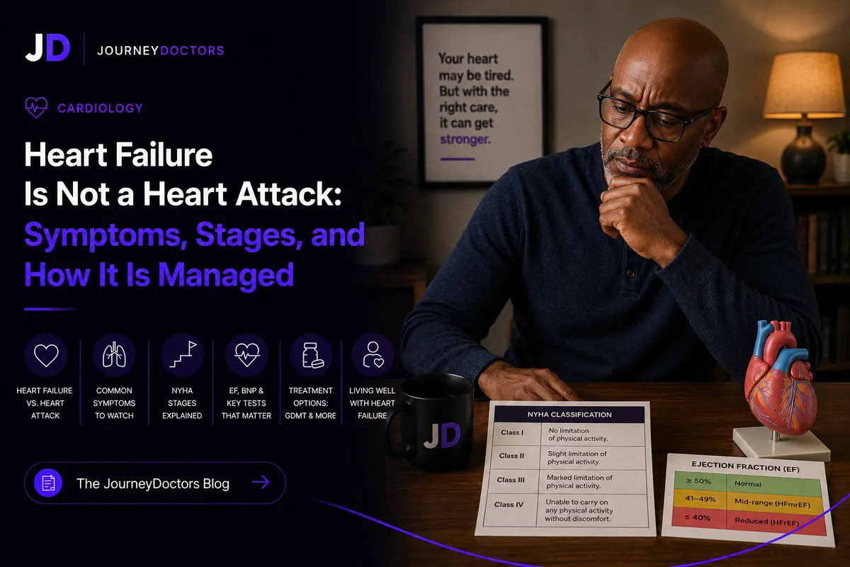 Heart Failure Is Not a Heart Attack: Symptoms, Stages, and How It Is Managed